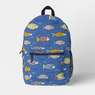 Mochila Impresa Peces caprichosos en la imprenta del mar cortan la
