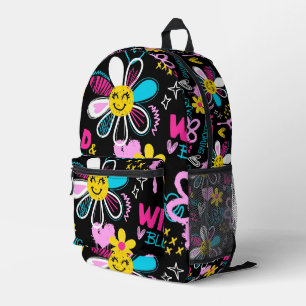 Mochila Impresa Pechera para bebé con patrón de graffiti de flores