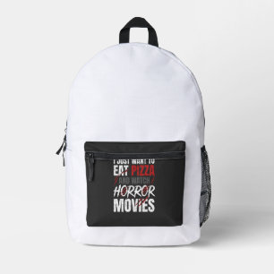 Mochila Impresa Películas de terror de pizza Diseño de Halloween_1