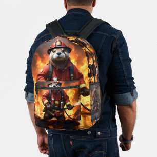 Mochila Impresa **"Pelo y llamas: El bombero nutria contraincendio