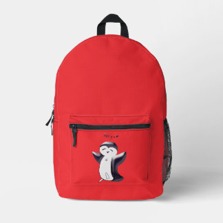 Mochila Impresa Pengu Happy Penguin Kids Black-Red