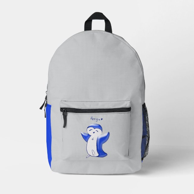Mochila Impresa Pengu Happy Penguin Kids Blue-Gray (Anverso)