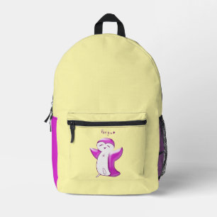 Mochila Impresa Pengu Happy Penguin Kids Pink Yellow
