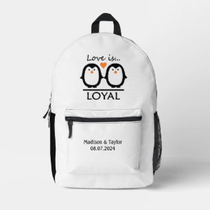 Mochila Impresa Penguin Love nombres de costumbre y fecha
