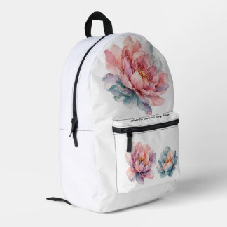 Mochila Impresa Peonía Floral Acuarela
