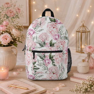 Mochila Impresa Peonía floral Vintage Blush