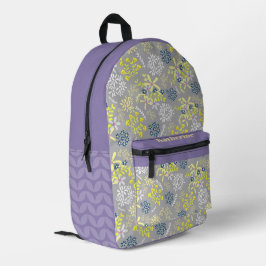 Mochila Impresa Pequeñas flores de Bouquet lavanda gris