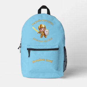 Mochila Impresa Pequeño gran guerrero de Dios
