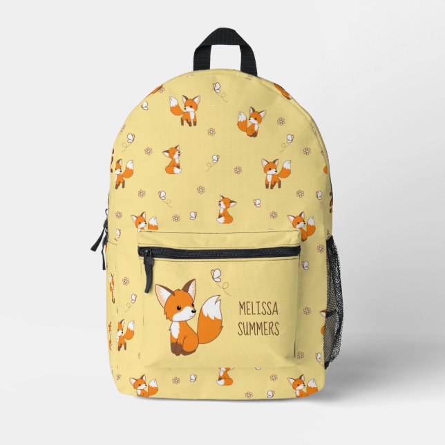 Mochila Impresa Pequeño zorro lindo con nombre personalizado amari (Anverso)