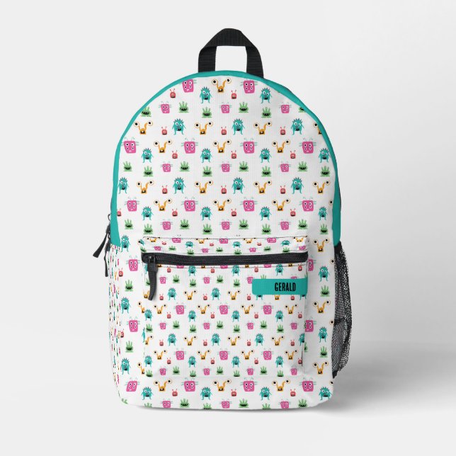 Mochila Impresa Pequeños monstruos adorables Personalizado de niño (Anverso)
