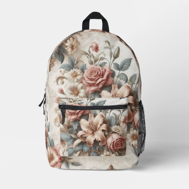 Mochila Impresa Perfección floral anticuada ligera (Anverso)