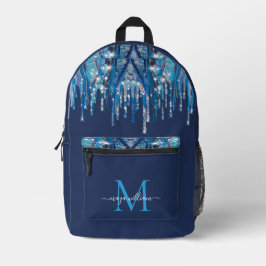 Mochila Impresa Perforaciones personalizadas del Purpurina azul No