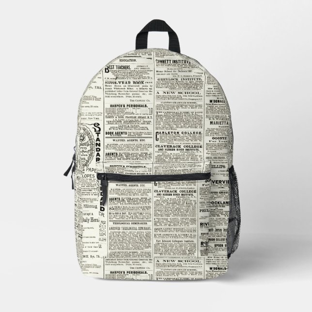 Mochila Impresa Periódico Vintage (Anverso)
