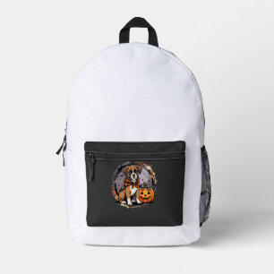 Mochila Impresa Perro Boxer Halloween Calabaza Sublimación