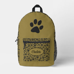 Mochila Impresa Perro con puntas de polka blanco y negro con oro m