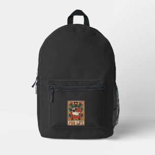 Mochila Impresa Perro de Arte Popular Retro Pug