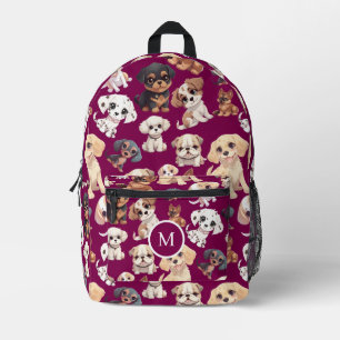 Mochila Impresa Perro de cachorro oscuro rosa oscuro
