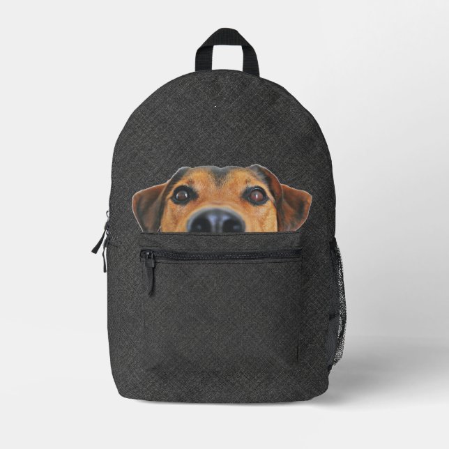 Mochila Impresa Perro de cara de peeking lindo (Anverso)