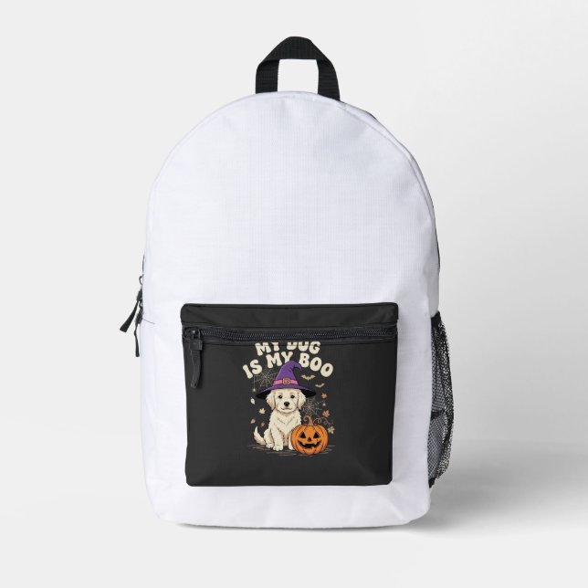 Mochila Impresa Perro de Halloween Mi perro es mi novio (Anverso)