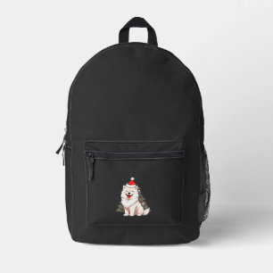 Mochila Impresa Perro lindo con sombrero de Santa y árbol de Navid
