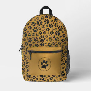 Mochila Impresa Perro Paws Black and White Polka Dot sobre oro met