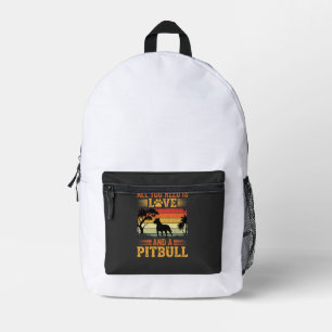 Mochila Impresa Perro Pitbull Atardecer Retro Amor