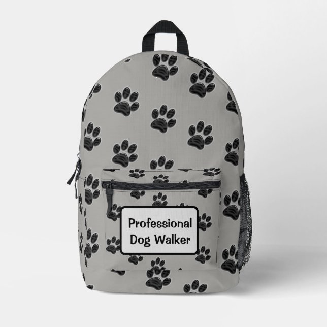 Mochila Impresa Perro Profesional Walker Pet Care Puppy Paws (Anverso)