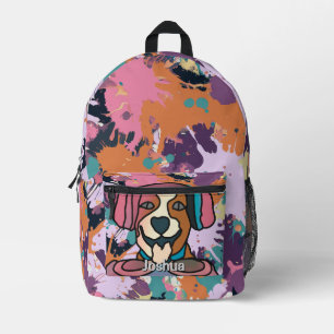 Mochila Impresa Perro retro callejero con audífonos Divertido