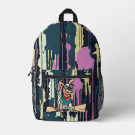 Mochila Impresa Perro retro callejero con gafas de sol en el Skate