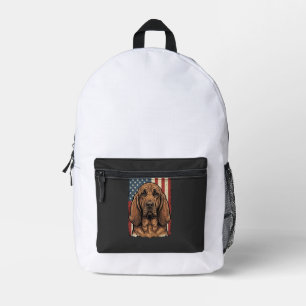 Mochila Impresa Perro Sabueso Patriótico Arte de la Bandera Americ