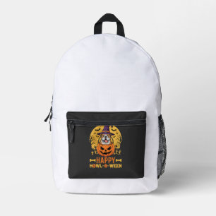 Mochila Impresa Perro salchicha divertido Halloween feliz Howl-O-W