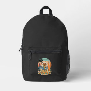 Mochila Impresa Perro Surfista Playa Retro Verano