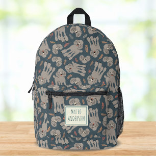Mochila Impresa Perros Cool con Plantas Nombre Personalizado Verde