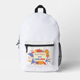 Mochila Impresa Persona Silenciosa Con Mente Fuerte azul amarillo