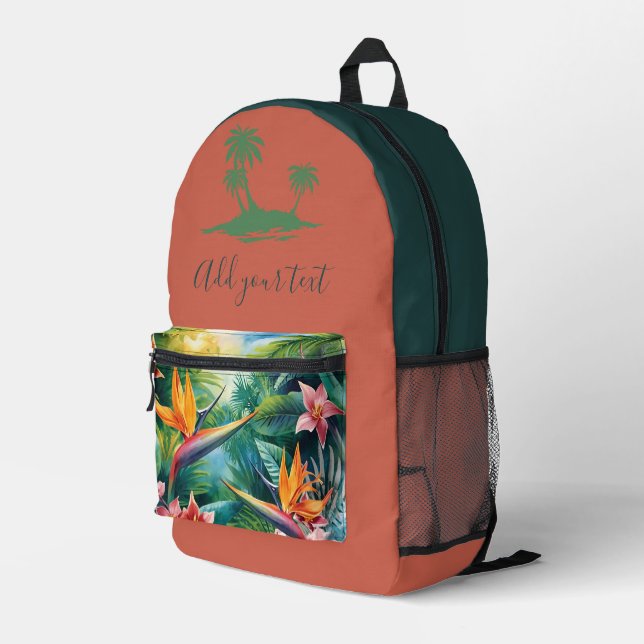 Mochila Impresa Personalised Tropical Backpack – Custom Name text  (Esquina derecha trasera )