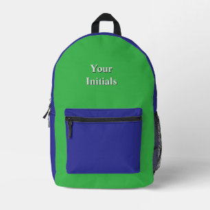 Mochila Impresa Personaliza Con Tus Iniciales Azul + Verde