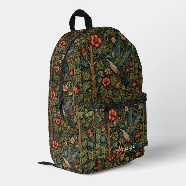 Mochila Impresa Personaliza el colibrí bohemio botánico (Esquina izquierda trasera)