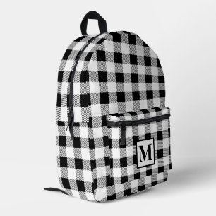 Mochila Impresa Personaliza el gingham blanco negro monograma