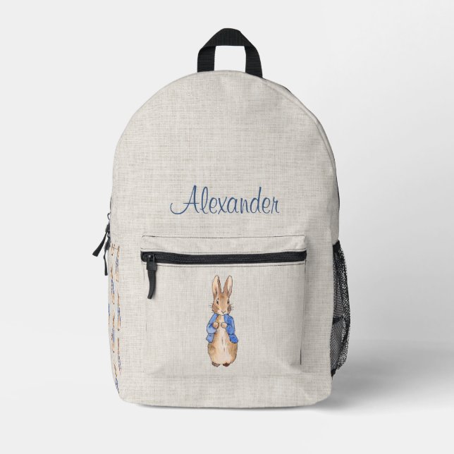 Mochila Impresa Personaliza el nombre Peter the Rabbit beige linen (Anverso)
