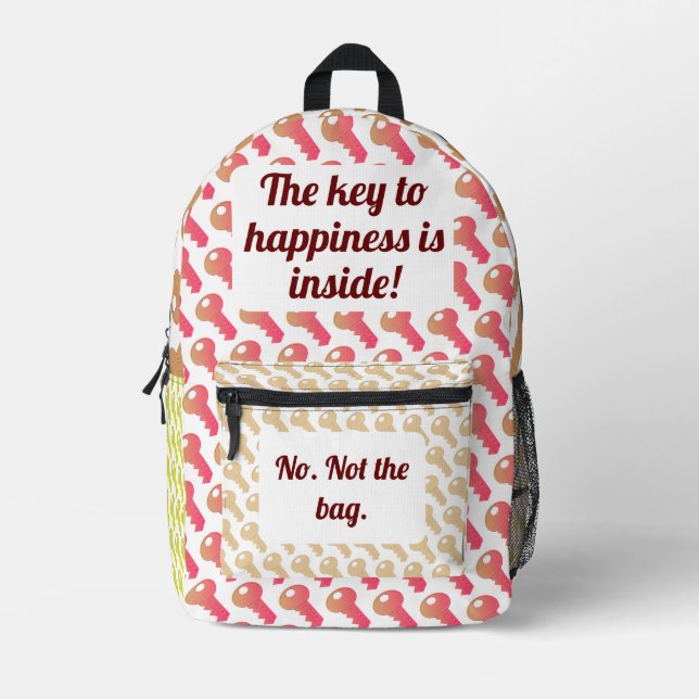 Mochila Impresa Personalizable clave para la felicidad (Anverso)