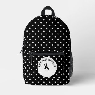 Mochila Impresa Personalizable de puntos de polka negro