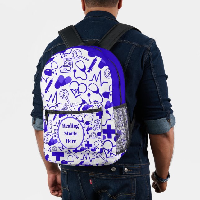 Mochila Impresa Personalizable del patrón de iconos médicos (Insitu (Modelo))