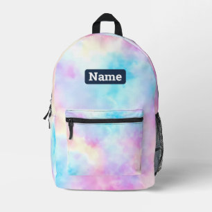 Mochila Impresa Personalizable nombre personalizado Pastel Tie Dye