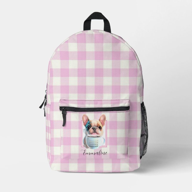 Mochila Impresa Personalización clásica del café de perro con donc (Anverso)