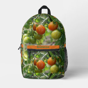 Mochila Impresa Personalización de tomates de cerezo en el jardín