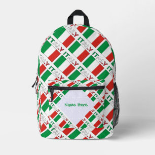 Mochila Impresa Personalización verde en mosaico de Italia y bande
