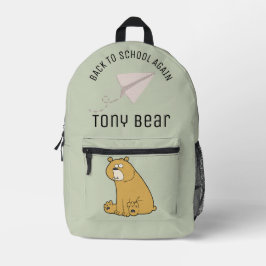 Mochila Impresa Personalizado adorable personalizado oso Sage gree