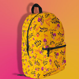 Mochila Impresa Personalizado Amarillo Nombre Bebé Fairytale Mushr