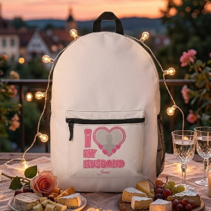 Mochila Impresa Personalizado Amo a mi esposo - Agregar foto y nom
