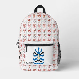 Mochila Impresa Personalizado Arte estético japonés kabuki azul